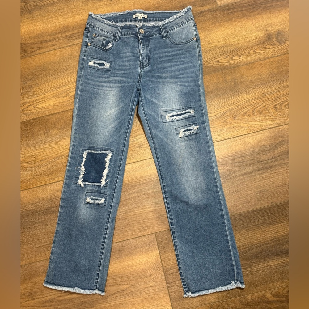 Distressed Patch Crop Jeans - Size 8 - image 5